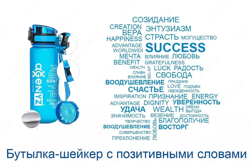 Универсальная Бутылка-шейкер с позитивными словами