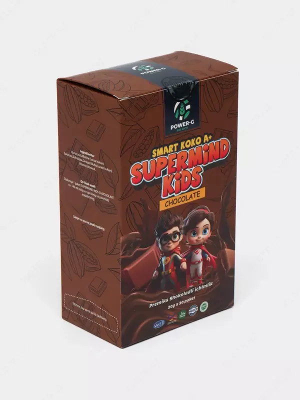 Растворимый шоколадный напиток для детей "POWER-G" SMART KOKO A+ Supermind Kids ( 20 пакетиков)