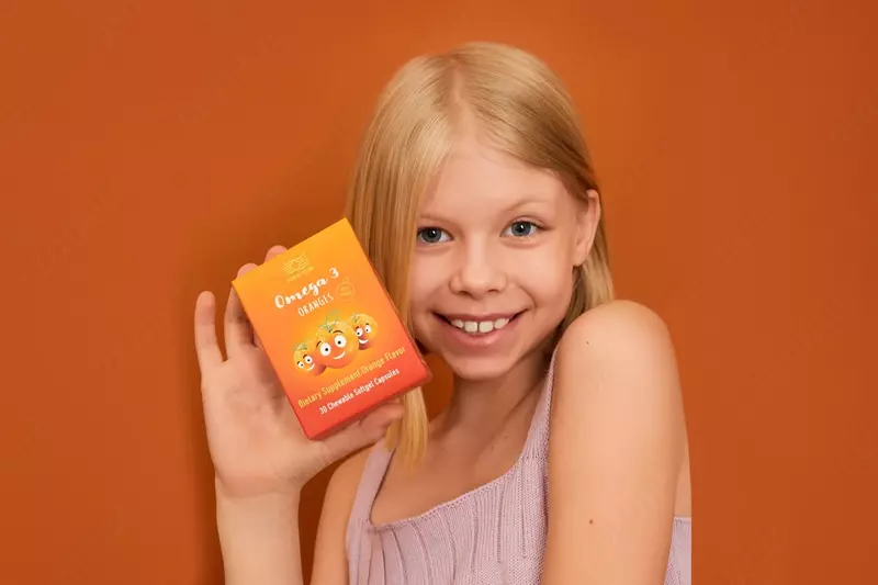   Bolalar uchun korish vitaminlari (parhez qoshimchasi) Coral Club Omega 3 Orange  30 ta chaynaladigan kapsulalar (Germaniya)