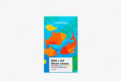 Витаминные смарт-пастилки (БАД) Coral Club DHA+D3 Smart Chews  30 жев. пастилок (Норвегия)