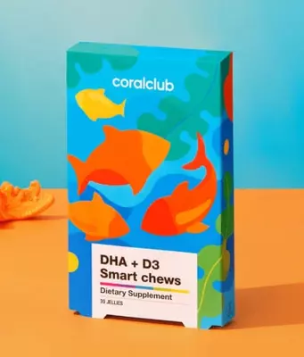  Витаминные смарт-пастилки (БАД) Coral Club DHA+D3 Smart Chews  30 жев. пастилок (Норвегия) - 