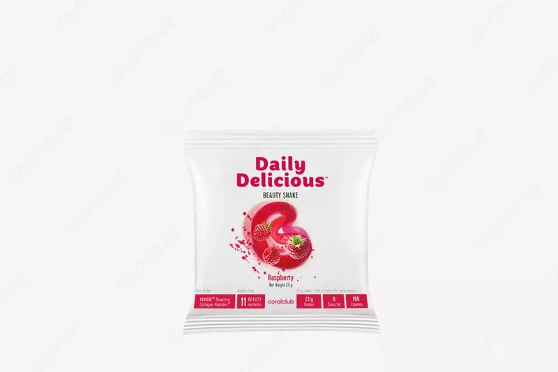Coral Club Daily Delicious Beauty Shake Malina tamli oqsil kokteyli  25 g/porsiya (Germaniya)