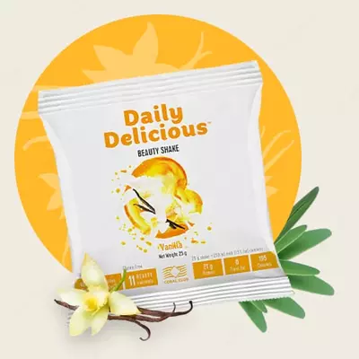  Coral Club Daily Delicious Beauty Shake Vanil tamli oqsil kokteyli  25 g/porsiya (Germaniya) - 