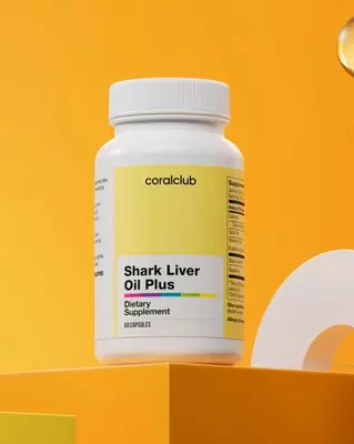  Витаминное масло жира печени акулы (БАД) Coral Club Shark Liver Oil Plus  60 капсул (Испания) - 