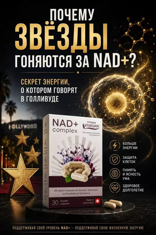 Energiya, ong tiniqligi va yoshga bog‘liq o‘zgarishlarni sekinlashtirish uchun NAD+ kompleksi Vivasan Vivasan, Shveysariya