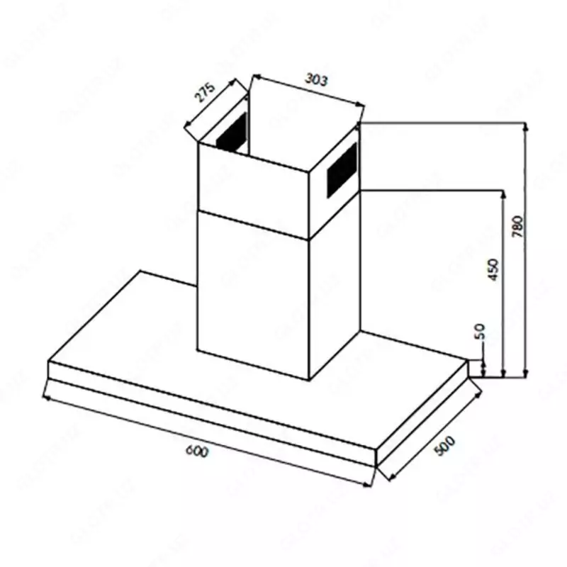 Кухонная вытяжка Goodwell GWH-T4375X (стальной черный)