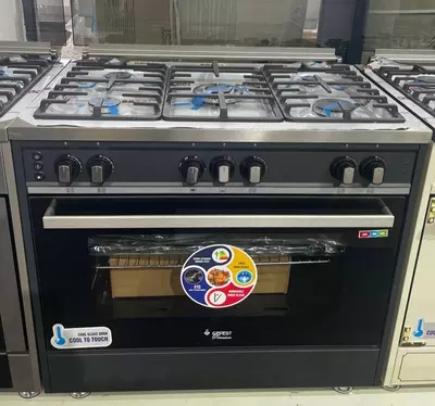 Газовая плита Gefest Оге 9050 конвекция (чёрный матовый черный стальной бежевый)