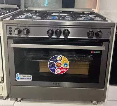 Газовая плита Gefest Оге 9050 конвекция (чёрный матовый черный стальной бежевый)