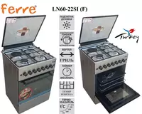 MegaTech - Ferre LN60-22SW/SBr/SI/SR/SB gaz plitasi (oq jigarrang po'lat qizil qora)
