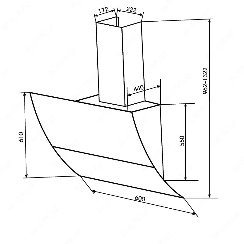 Кухонная вытяжка Goodwell L-GWH-L7160BL
