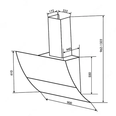 Кухонная вытяжка Goodwell L-L7190BL