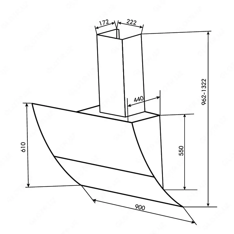 Кухонная вытяжка Goodwell L-L7190BL