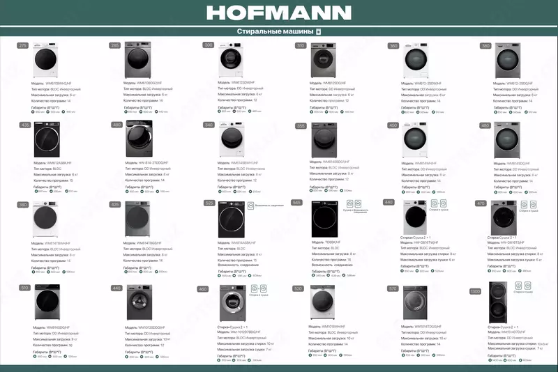 Стиральная Машина Hofmann HW-D816TW/ HW-D816TS (белый серый)