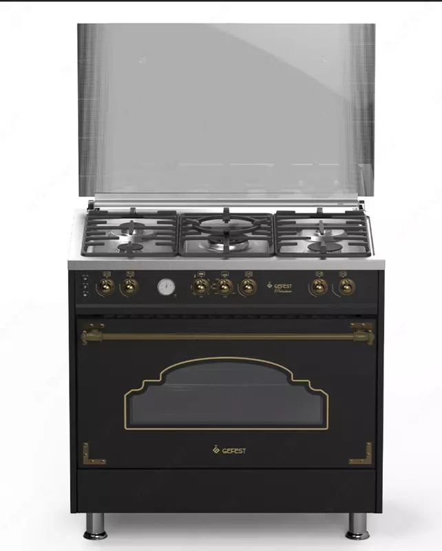 Газовая плита Gefest GF 1050 (нержавеющий сталь кремовый ретро чёрный)