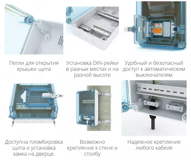 Щит KNS 66-350x200 IP66 для установки счётчика с 4 автоматами Текфор - ЧП Электро Потенциал(ELEKTRO POTENTIAL)