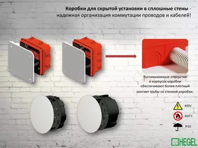 1103 от HEGEL разветвительные коробки для монтажа в бетон