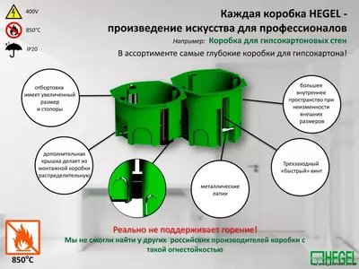 Подрозетник КУ-1201-68 x 45 мм-Установочные коробки для полых стен и перегородок HEGEL ЧП Электро Потенциал(ELEKTRO POTENTIAL)