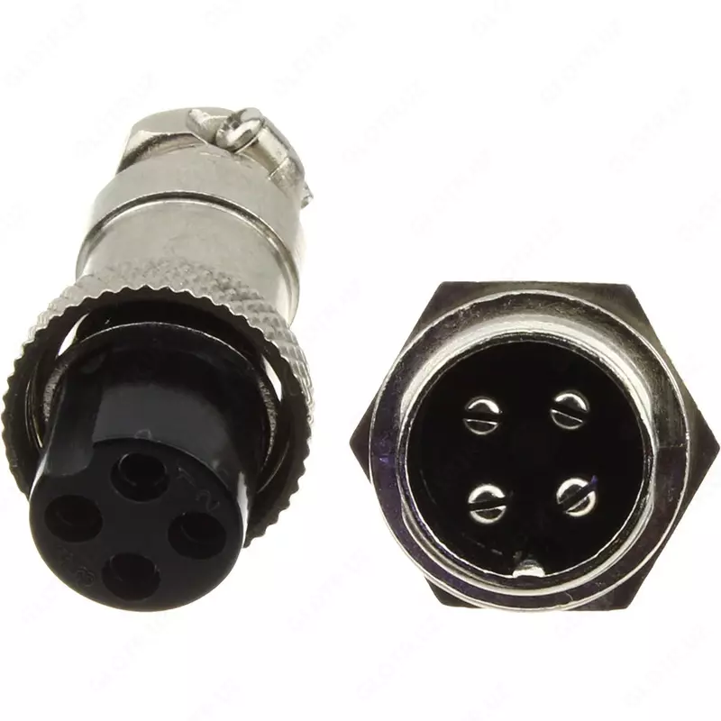Разъем GX16 4PIN металл, комплект мама папа