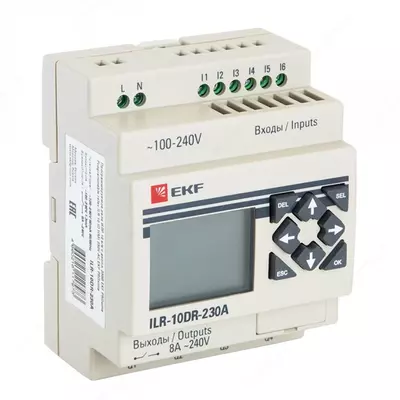 Dasturlashtiriladigan o'rni 10V/v s displ. 230В PRO-Relay EKF PROxima (ILR-10DR-230A)