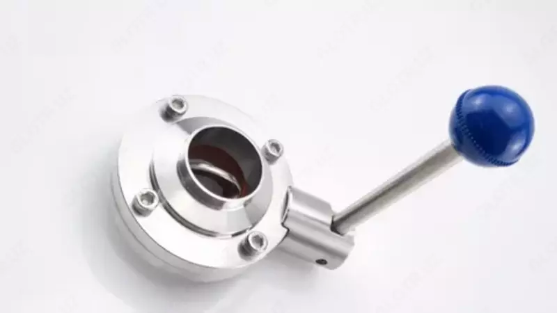 3A Butterfly Valve Weld  End With Pull Rod Handle Silicone Gasket