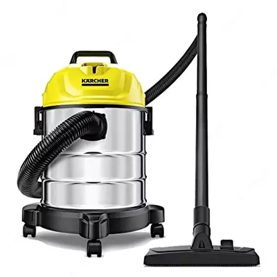 Универсальный пылесос Karcher WD1S Classic с баком 18 литров из нержавеющей стали.