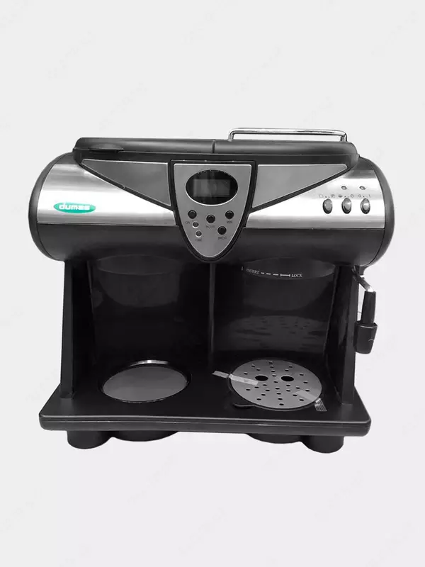  Рожковая кофеварка с кофейником от DUMAS (Великобритания). Есть капучинатор и дисплей. Только в розницу