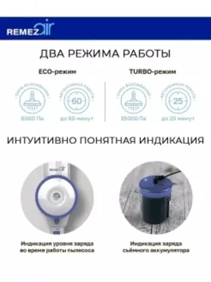 Вертикальный беспроводной пылесос REMEZair RMVC-501 MultiClick S