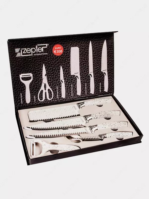  Набор кухонных ножей Zepter в белом цвете  6 предметов в коробке DOSTAVKANADOM