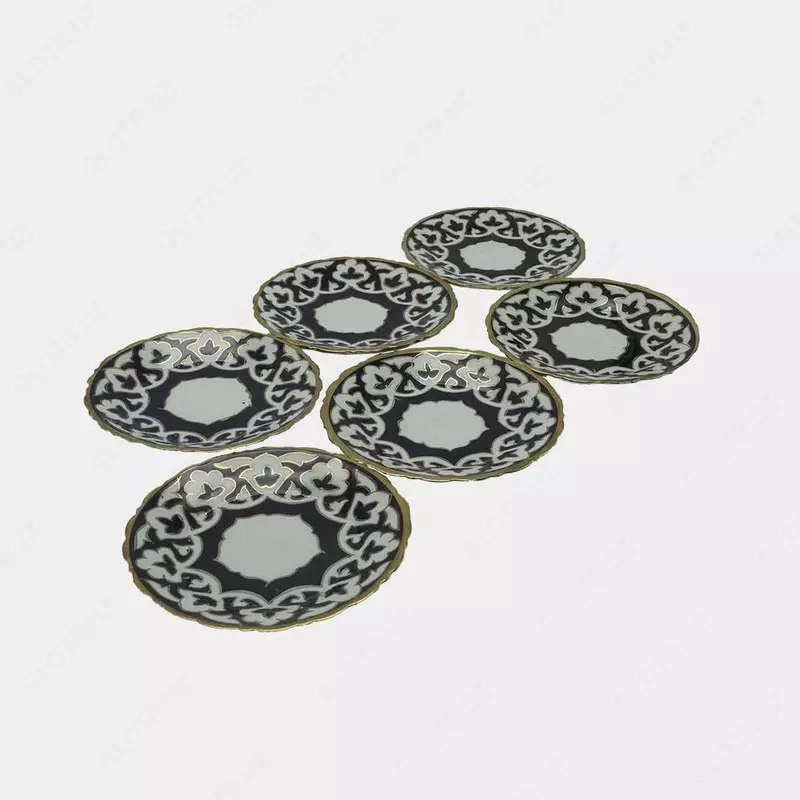  Набор из 6 средних тарелок из узбекского фарфора - 