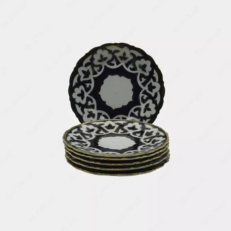   Набор из 6 средних тарелок из узбекского фарфора