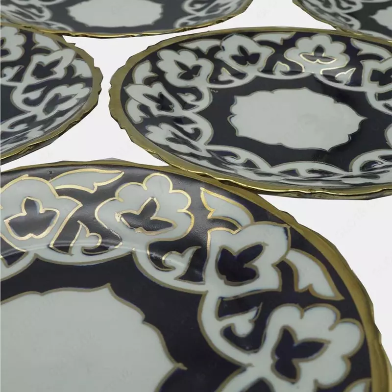  Набор из 6 средних тарелок из узбекского фарфора Только в розницу