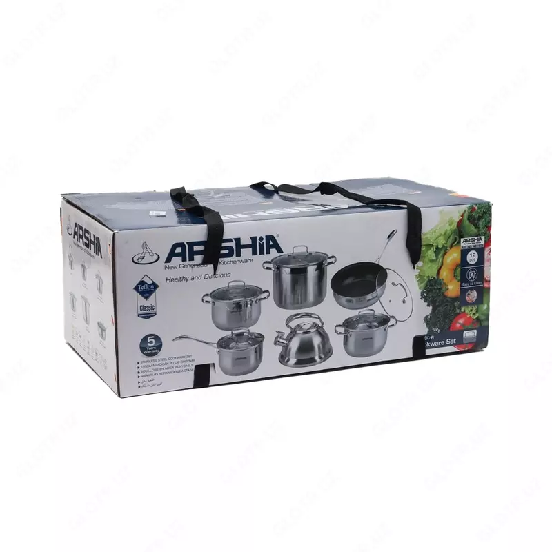  Набор кухонной посуды ARSHIA: сковородка  кастрюли и чайник  - DOSTAVKANADOM