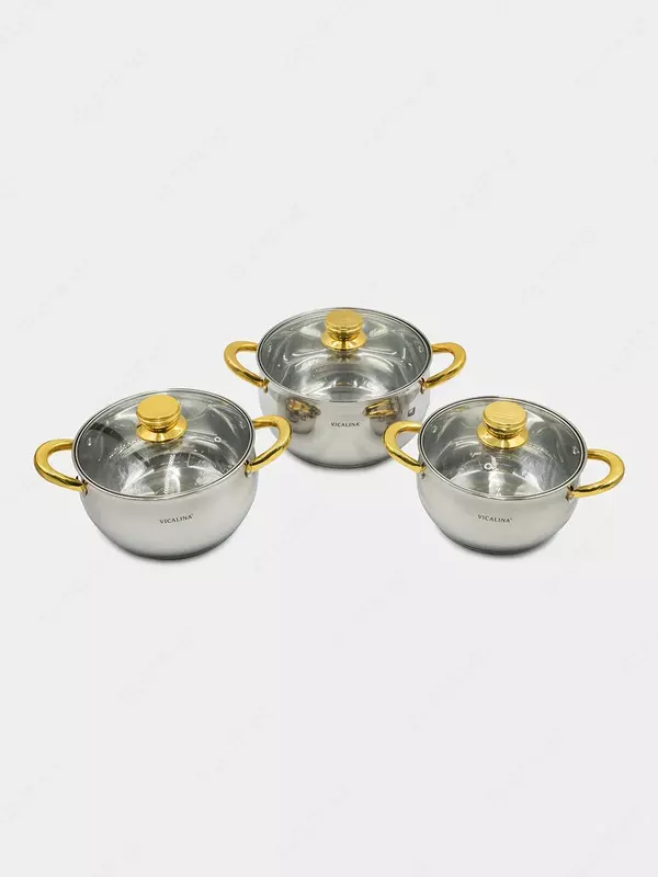  Набор кастрюль Vicalina  набор кухонной посуды  кастрюли для всех видов плит  3 штуки - 