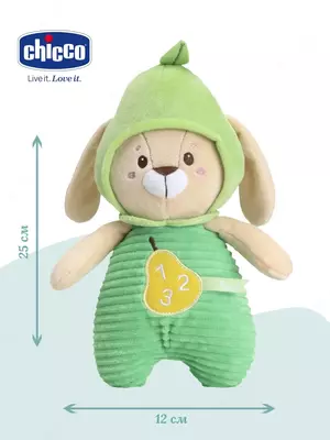 Интерактивная игрушка Chicco "Грушевая Зайка", раннее развитие, говорящая, мягкая, для малышей