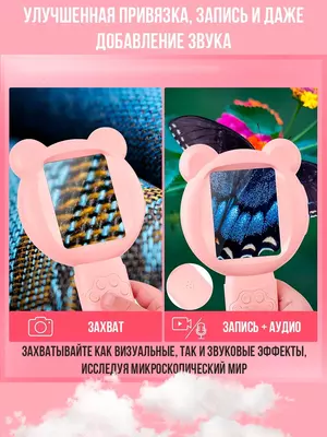 Микроскоп-Лупа, портативный, для детей, 500х, с камерой, LED-подсветкой и УФ