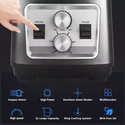   Uakeen ZL-2404 blenderi  2200Vt  zanglamaydigan po‘latdan yasalgan 6 ta pichoq  2l