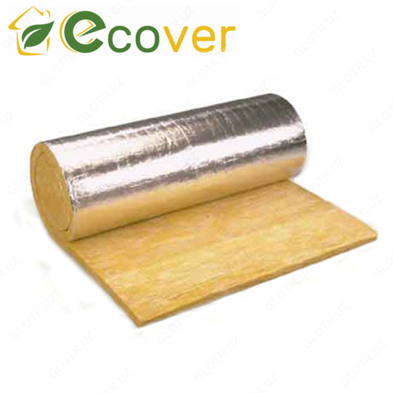 Минеральная вата в рулонах с фольгой Ecover (12500х1200х50 в упаковке 15/м2  плотность 12кг/м3)