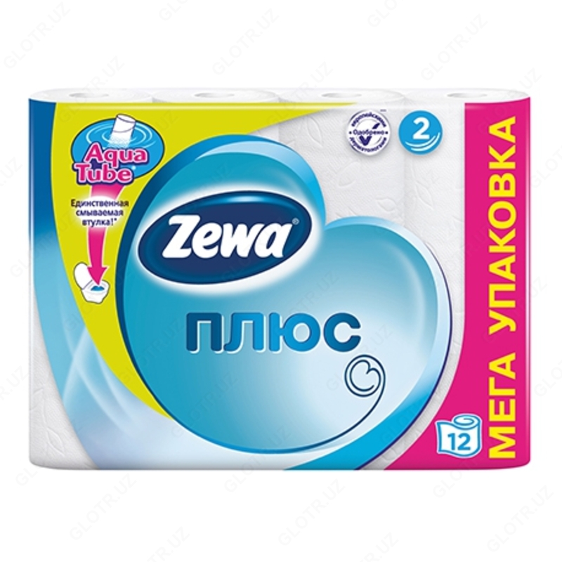 Туалетная Бумага Zewa ПЛЮС Без аромата 2сл 12рул