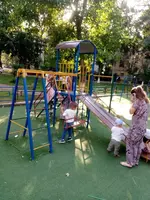  Комплекс детская горка с турниками и качелей с лестницей - 