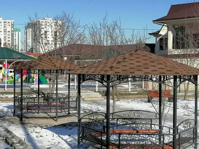 Беседка металл с крышей из гибкой черепицы Беседка металл с крышей из гибкой черепицы