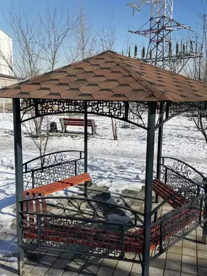 Беседка металл с крышей из гибкой черепицы Беседка металл с крышей из гибкой черепицы