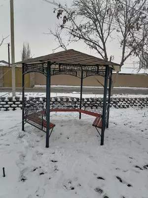 Беседка металл с крышей из гибкой черепицы Беседка металл с крышей из гибкой черепицы