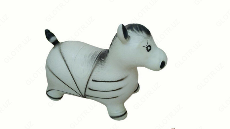 Резиновая игрушка зебра белого цвета с черными полосками