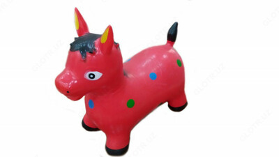 Резиновая игрушка зебра красного цвета с цветными крапинками