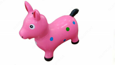 Резиновая игрушка ослик розового цвета с цветными крапинками. - Цена по запросу