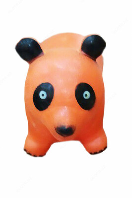 Резиновая игрушка панда оранжевого цвета. - Цена по запросу