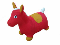 Мягкая игрушка ослик красного цвета.
