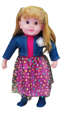 Детская кукла игрушка для девочек с платьем розового цвета и с джинсовой курточкой - Narx so&#039;rov asosida