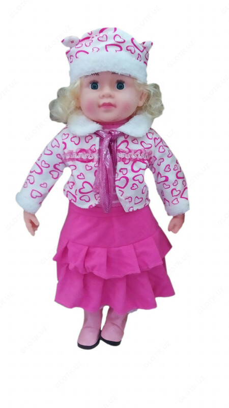 Детская кукла игрушка для девочек с платьем розового цвета и с белой курточкой