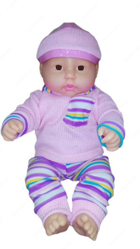 Детская кукла игрушка для девочек с комплектом одежды фиолетового цвета.